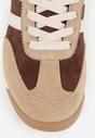 Brązowe Sneakersy Ozdobione z Boku Paskami Ariene