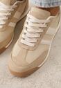 Beżowe Sneakersy Ozdobione z Boku Paskami Ariene