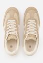 Beżowe Sneakersy Ozdobione z Boku Paskami Ariene