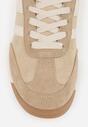 Beżowe Sneakersy Ozdobione z Boku Paskami Ariene