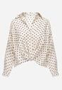 Beżowa Koszula w Groszki z Wiskozy Zdobiona Węzłem Aetherissa