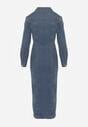 Niebieska Taliowana Sukienka Jeansowa o Koszulowym Fasonie Nezavia