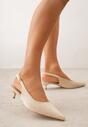 Beżowe Sandały Slingback na Szpilce Kaczuszce Vetilia