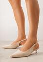 Beżowe Sandały Slingback na Szpilce Kaczuszce Vetilia