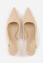 Beżowe Sandały Slingback na Szpilce Kaczuszce Vetilia