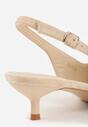 Beżowe Sandały Slingback na Szpilce Kaczuszce Vetilia