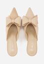 Beżowe Klapki Mule na Szpilce z Kokardką Kimoseis