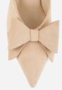 Beżowe Klapki Mule na Szpilce z Kokardką Kimoseis