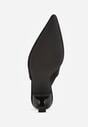 Czarne Czółenka Slingback na Kaczuszce z Imitacji Zamszu Mairiko