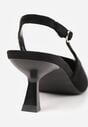 Czarne Czółenka Slingback na Kaczuszce z Imitacji Zamszu Mairiko