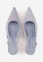 Niebieskie Czółenka Slingback na Kaczuszce z Imitacji Zamszu Mairiko