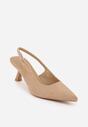 Ciemnobeżowe Czółenka Slingback na Kaczuszce z Imitacji Zamszu Mairiko