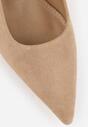 Ciemnobeżowe Czółenka Slingback na Kaczuszce z Imitacji Zamszu Mairiko