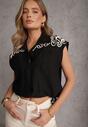 Czarna Boho Koszula z Wiskozy Bez Rękawów ze Ściągaczem w Talii Assabel