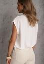 Biała Boho Koszula z Wiskozy Bez Rękawów ze Ściągaczem w Talii Assabel