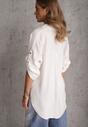 Biała Wiskozowa Koszula z Przedłużonym Tyłem Haftem i Podpinanymi Rękawami Sophora