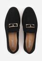 Czarne Mokasyny Ozdobione Metaliczną Klamrą Murielori