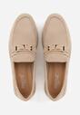 Ciemnobeżowe Mokasyny Ozdobione Metaliczną Klamrą Murielori