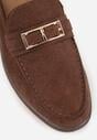 Brązowe Mokasyny Ozdobione Metaliczną Klamrą Murielori