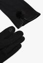 Czarne Rękawiczki z Pomponem i Naszywką do Ekranów Dotykowych Siyini