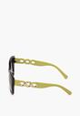 Zielone Przeciwsłoneczne Okulary Retro Kocie Oczy z Ozdobnymi Nausznikami z Etui Niovoda