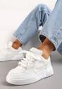 Białe Sneakersy na Niskiej Platformie z Grubymi Sznurowadłami Odellia