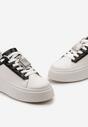Biało-Czarne Sneakersy na Platformie z Odpinaną Aplikacją z Cyrkoniami na Sznurówkach Oceanette