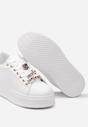 Biało-Czarne Sneakersy na Grubej Podeszwie z Aplikacjami Metalicznymi na Sznurówkach Adagiana