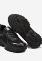 Czarne Sneakersy na Grubej Podeszwie z Metalicznymi Wstawkami Polonaise