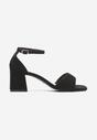 Czarne Sandały na Słupku Zapinane przy Kostce z Wkładką z Imitacji Skóry Wialetta