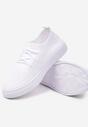 Białe Płaskie Buty Sportowe do Kostki z Wsuwaniem i Sznurowaniami Xeria