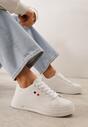 Białe Minimalistyczne Sneakersy VICES o Fasonie Tenisówek na Platformie Halanatea
