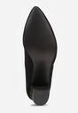 Czarne Casualowe Czółenka na Słupku z Wkładką ze Skóry Naturalnej Maidra
