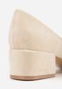 Beżowe Czółenka na Słupku ze Skórzaną Wkładką Savirae