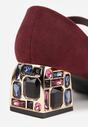 Bordowe Czółenka Vices na Obcasie z Biżuteryjnym Zdobieniem ze Sprzączką i Skórzaną Wkładką Aletan