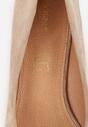 Ciemnobeżowe Czółenka z Wkładką z Naturalnej Skóry i Metaliczną Wstawką Sariann