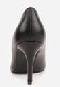 Czarne Casualowe Czółenka na Szpilce z Wkładką ze Skóry Naturalnej Lerelit