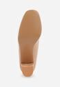 Ciemnobeżowe Czółenka Lakierowane na Słupku z Wkładką ze Skóry Naturalnej Naorine