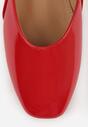 Czerwone Balerinki Mary Jane na Płaskiej Podeszwie z Paskami na Sprzączki Zinitia
