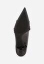 Czarne Czółenka Lakierowane na Szpilce w Stylu Kaczuszki Ozdobione Paskami Laloma