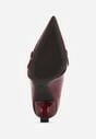 Bordowe Czółenka Lakierowane na Szpilce w Stylu Kaczuszki Ozdobione Paskami Laloma