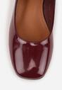 Bordowe Czółenka o Lakierowanym Połysku na Niskim Obcasie z Paskiem i Klamerką Karzina