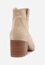 Ciemnobeżowe Botki Vices w Stylu Kowbojek na Obcasie Vertige