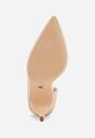 Beżowe Szpilki Vices z Wkładką ze Skóry Naturalnej Ozdobione Wycięciem Oliritia