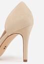 Beżowe Szpilki Vices z Wkładką ze Skóry Naturalnej Ozdobione Wycięciem Oliritia