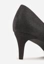 Czarne Brokatowe Czółenka na Szpilce Vices z Wkładką ze Skóry Naturalnej Editiria