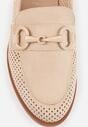 Beżowe Mokasyny Vices z Perforacją z Wkładką ze Skóry Naturalnej Felithria