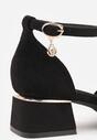 Czarne Czółenka Vices na Słupku z Wkładką ze Skóry Naturalnej i Metaliczną Ozdobą Velori