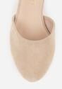 Ciemnobeżowe Czółenka Vices na Słupku z Wkładką ze Skóry Naturalnej i Metaliczną Ozdobą Velori