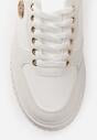Białe Sneakersy Vices na Platformie z Tłoczeniem Ozdobione Metaliczną Aplikacją Eriri
